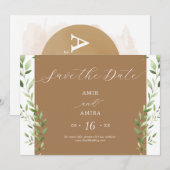 Groen Coördinaat Horizontaal Save The Date (Voorkant / Achterkant)