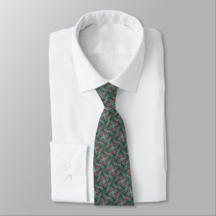 Groen & Cranberry Pinwheel Fractal Stropdas