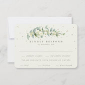 Groen/Cream Snowberry+Eucalyptus Stem Bruiloft RSVP Kaartje (Voorkant)