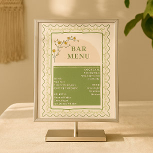  Groen & Crème Bloemen Bar Drink Menu Fotoplaat