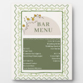 Groen & Crème Bloemen Bar Drink Menu Fotoplaat (Voorkant)
