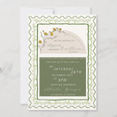 Groen & Crème Bloemen Lijst Rustiek Trouwen Kaart (Voorkant)
