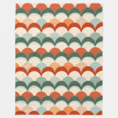 Groen, Crème en Sinaasappel Schulppatroon Fleece Deken (Voorkant)