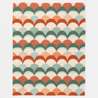 Groen, Crème en Sinaasappel Schulppatroon Fleece Deken