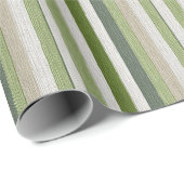 Groen & Crème Gestreepte Patroon Cadeaupapier (Rol Hoek)