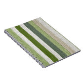 Groen & Crème Gestreepte Patroon Notitieboek (Rechterzijde)