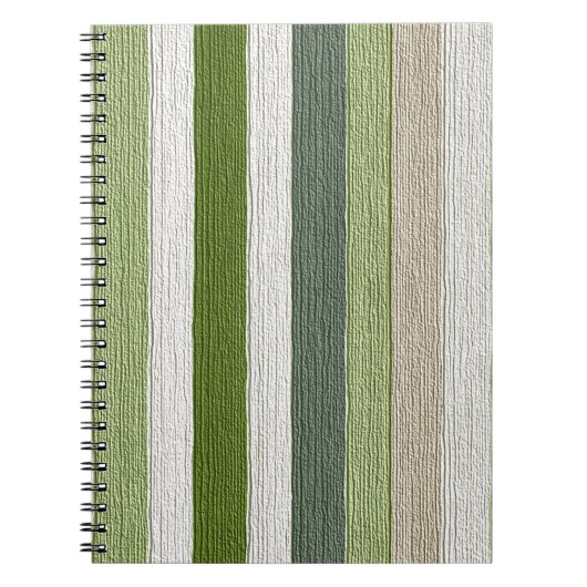 Groen & Crème Gestreepte Patroon Notitieboek (Voorkant)