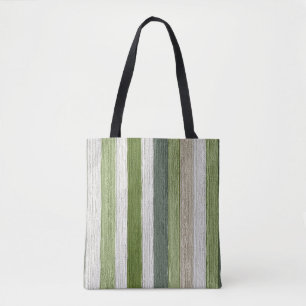 Groen & Crème Gestreepte Patroon Tote Bag