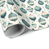 Groen & Crème Kerst Ornamenten Cadeaupapier (Rol Hoek)