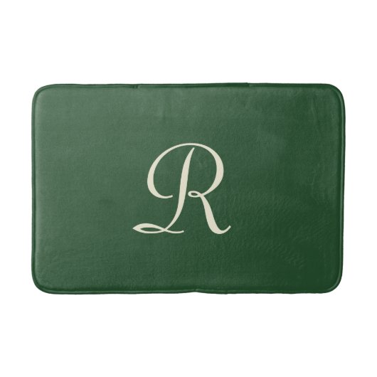 Groen & Crème Monogrammed Pluche Badmat (Voorkant)