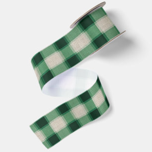 Groen Crème Rood Geruit Kerstmis Satijnen Lint