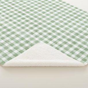Groen Crème Wit Geruit Sherpa Deken
