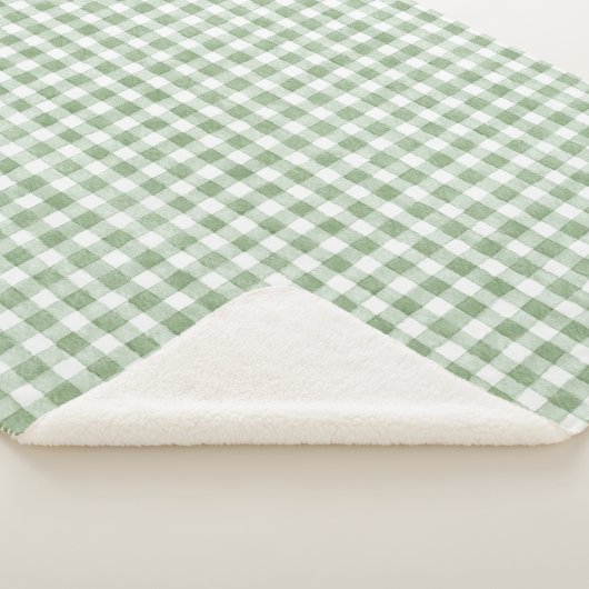 Groen Crème Wit Geruit Sherpa Deken (3/4)