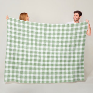 Groen Crème Wit Plaid Fleece Deken