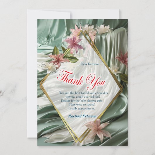 Groen, Crème, Zijden Drapes & Rozeachtige Bloemen (Voorkant)