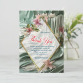 Groen, Crème, Zijden Drapes & Rozeachtige Bloemen (Staand voorkant)