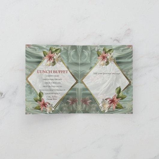 Groen, Crème, Zijden Drapes & Rozeachtige Bloemen (Binnen)