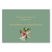 Groen, Crème, Zijden Drapes & Rozeachtige Bloemen Kaart (Achterkant)