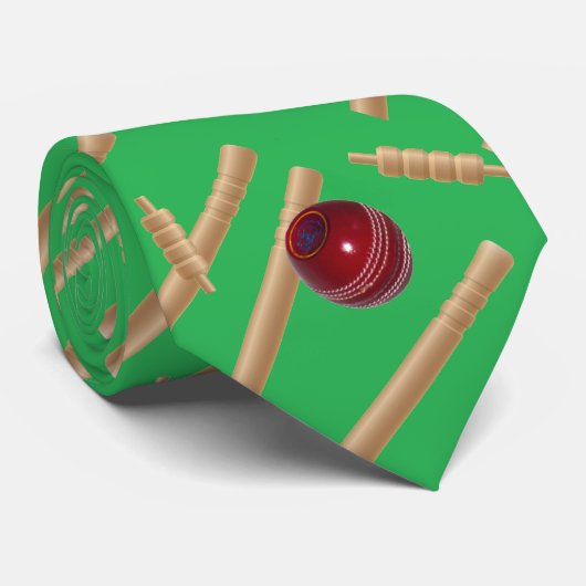Groen cricketball- en stollingsontwerp, stropdas (Opgerold)