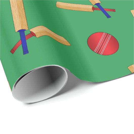 groen cricketpatroon cadeaupapier (Rol Hoek)