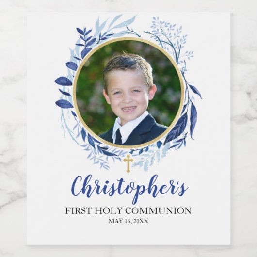 Groen Cross Blue Wijnfles Etiket (Enkel label)