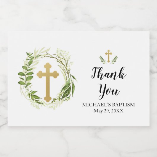 Groen Cross Mini Mousserende Wijnfles Label Sparkling Wijnetiket (Enkel label)