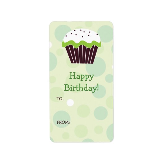 Groen Cupcake Gift Label (Voorkant)