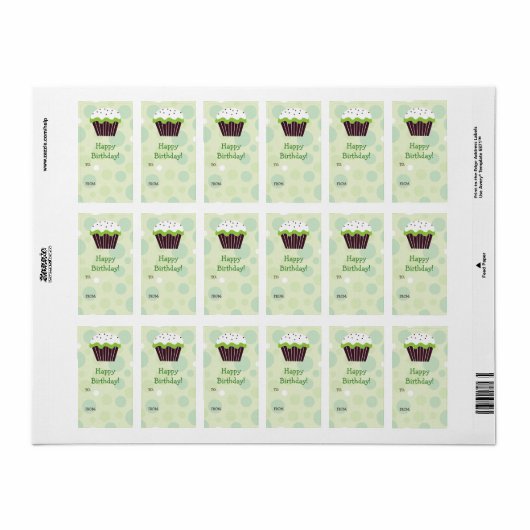 Groen Cupcake Gift Label (Full Sheet)