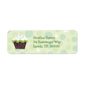 Groen Cupcake retour adreslabel Etiket (Voorkant)