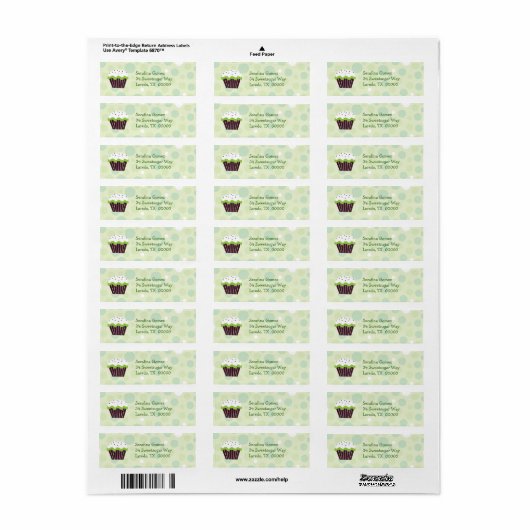 Groen Cupcake retour adreslabel Etiket (Full Sheet)