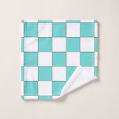 Groen Cyaan Schaakbord  Bad Handdoek (Wasdoekje)