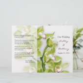 Groen Cymbidium Orchid Floral Wedding Programme (Staand voorkant)