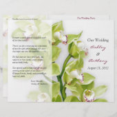 Groen Cymbidium Orchid Floral Wedding Programme (Voorkant / Achterkant)