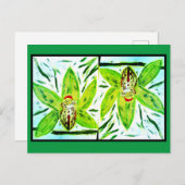Groen Cymbidium Orchids Briefkaart (Voorkant / Achterkant)