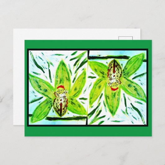 Groen Cymbidium Orchids Briefkaart (Voorkant / Achterkant)