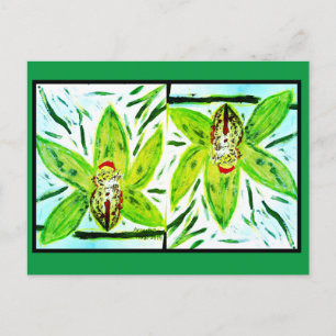 Groen Cymbidium Orchids Briefkaart