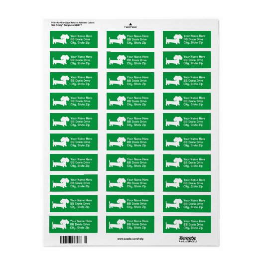 Groen Dachshund Retouradreslabel Doxie Label (Full Sheet)