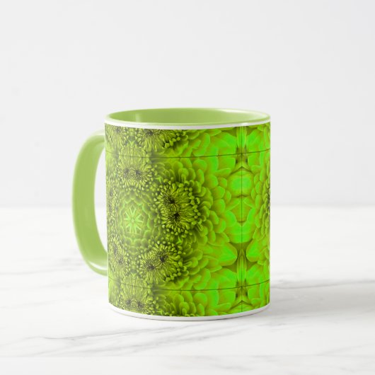 GROEN DAHLIA FLOWERS Abstracte Floral Mok (Voorkant links)