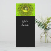 GROEN DAHLIA, TOPAZ, heldergroen, zwart geel Kaart (Staand voorkant)