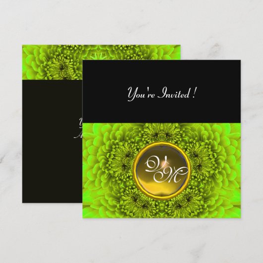 GROEN DAHLIA, TOPAZ, heldergroen, zwart geel Kaart (Voorkant / Achterkant)