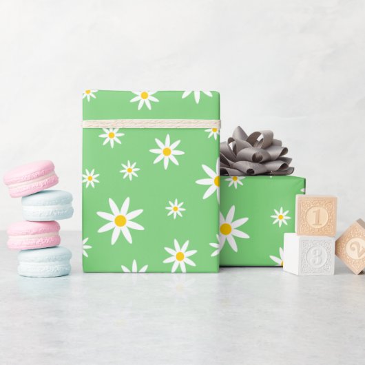 Groen Daisy inpakpapier (Baby Shower)