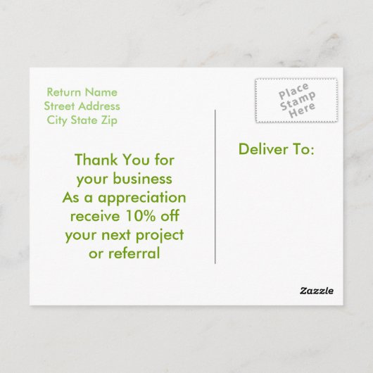 Groen dak dank u briefkaart (Achterkant)