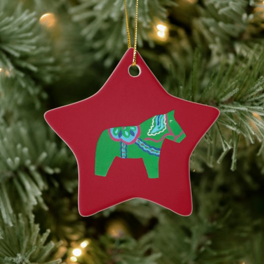 groen dala paard # 7 keramisch ornament (Boom)