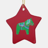 groen dala paard # 7 keramisch ornament (Links)