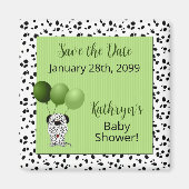 Groen Dalmatiaans Baby shower sparen de Datum Magneet (Voorkant)