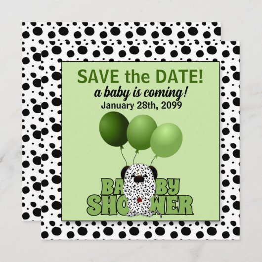Groen Dalmatiaans Genderneutraal Baby shower Kaart (Voorkant / Achterkant)