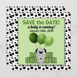 Groen Dalmatiaans Genderneutraal Baby shower Kaart