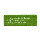Groen Damask Monogram M Nr 001 Adresetiket Etiket (Voorkant)