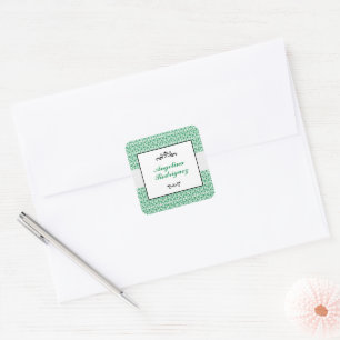Groen Damask Pattern Afstuderen Vierkante Sticker