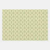 groen Damask Pattern op licht beige Inpakpapier Vel (Voorkant 2)